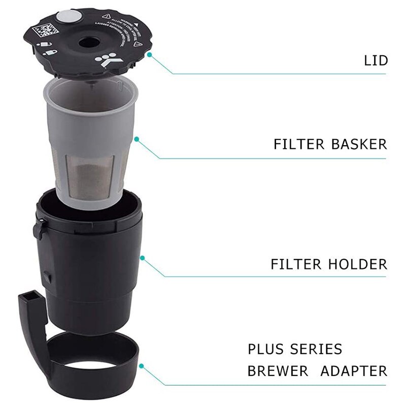 Filtre à café réutilisable Compatible avec Keurig My k-cup 1.0 & 2.0 toutes les cafetières maison Keurig (noir, 2 pièces/paquet)