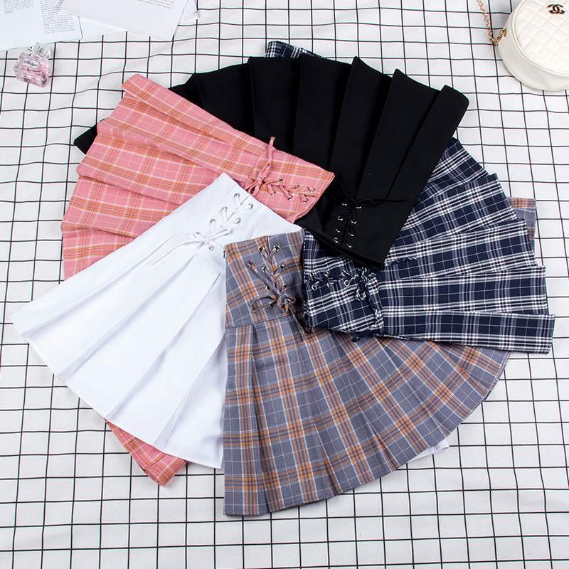 High Waist Pleated Skirt For Tennis Badminton Sport Strap With Inner Shorts Plaid Mini Training Skirt Cheerleading Uniform