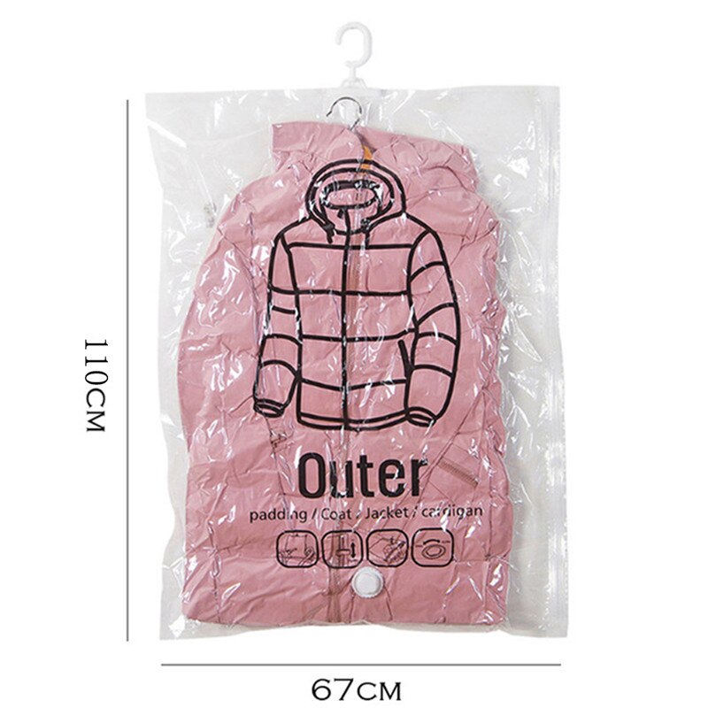 Hanging Clothes Compression Bag Transparent Large Buggy Bag Thick Down Jacket Air Vacuum Bag Clothes Organizing Folders