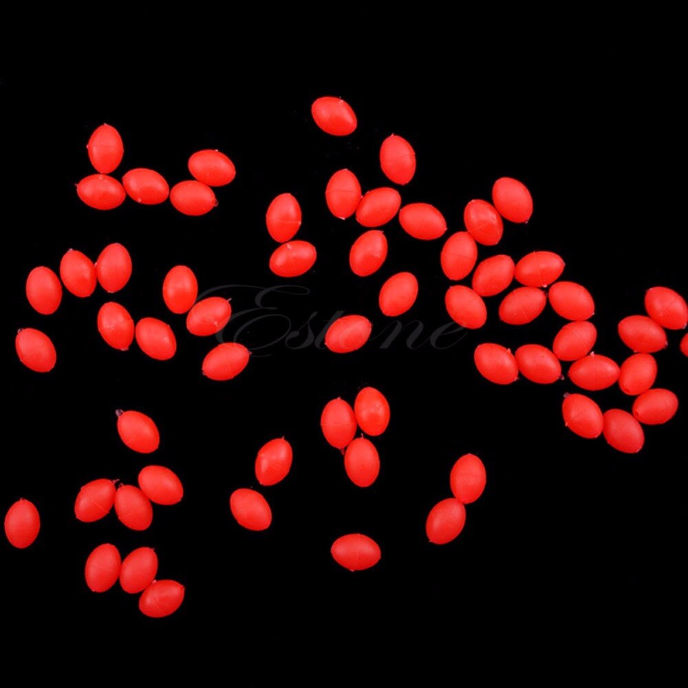 100Pcs Oval Luminous Fishing Lures Fishing Beads Sea Hard Floating Float Tackles 6 Colors