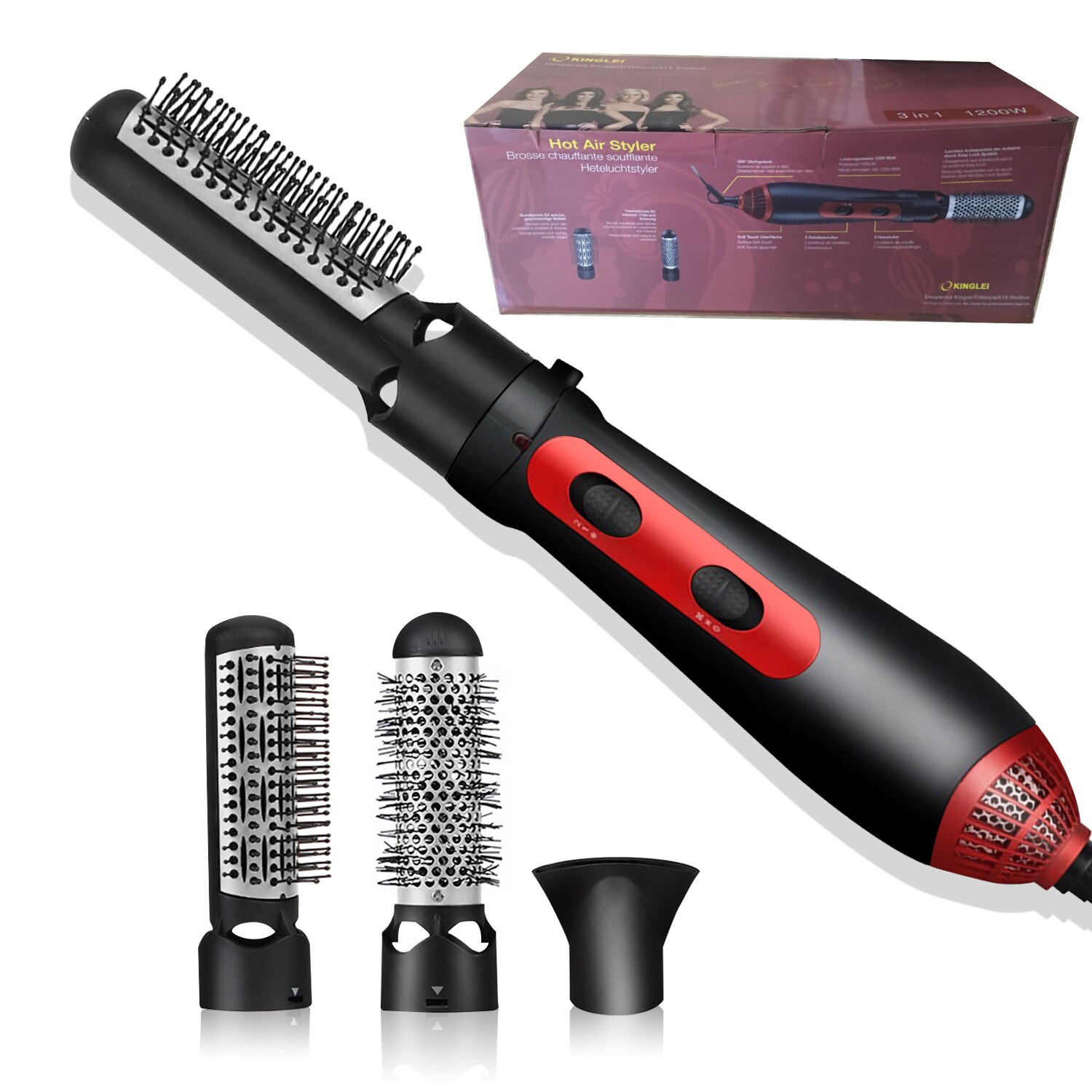 Hair Dryer Automatic 3 In 1 Dryer brush One Step Air Brush Multifunction Rotating Roller Hair brush Styler Electric Air: UK Plug / With box