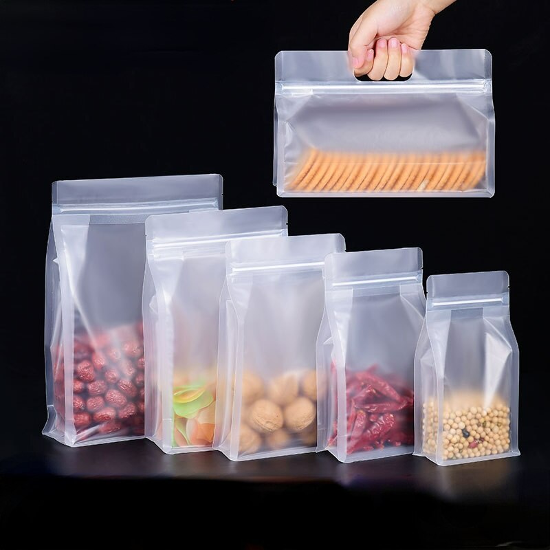 Thick Frosted Transparent Self-supporting Packaging Bag Candy Flower Tea Rice Ziplock Cat Food Fish Bait Eight-side Sealing Bag