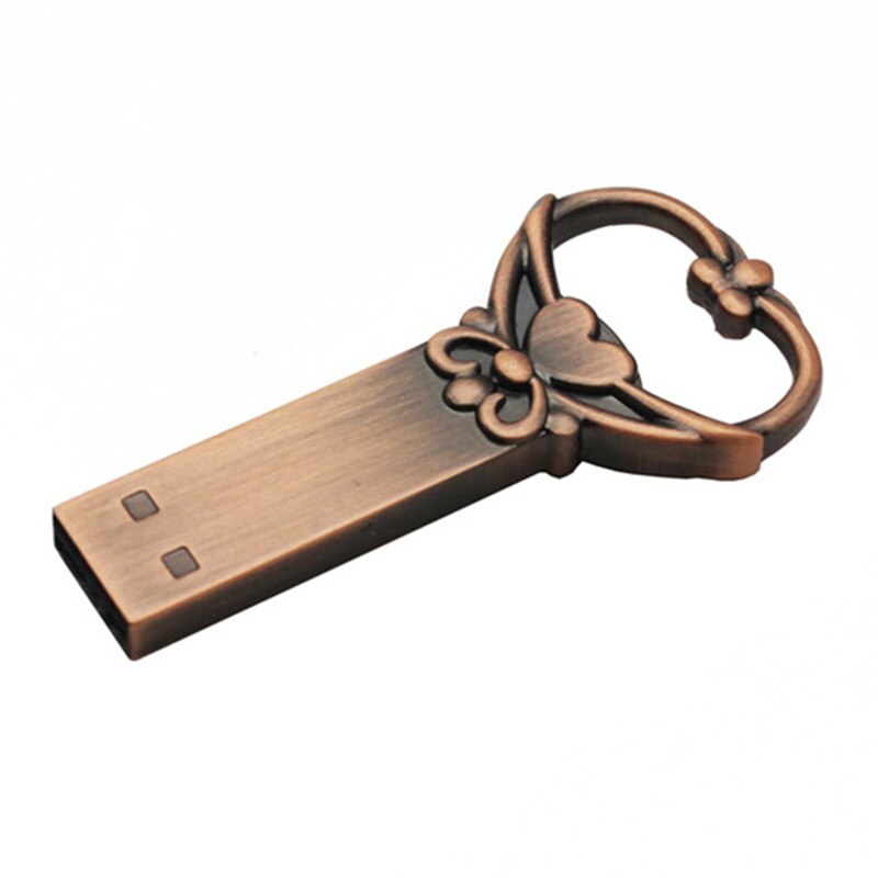 JASTER Pen Drive Metal Copper love Heart Key USB Flash Drive memory stick Key Genuine pendrive 4gb 8g 16gb 32gb 64GB Thumb drive: 32GB / B