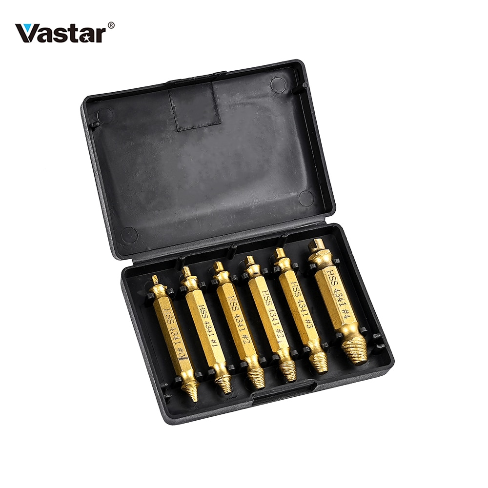 Vastar Double Side Schroef Extractor Set Gebroken Hoofd Schroef Removal Tool Hoge Sterkte Remover Boren Beschadigd Bolt Extractor