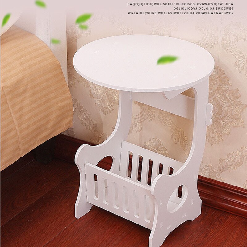 Mini Plastic Round Coffee Tea Table Home Living Room Storage Rack Bedside Table White #09