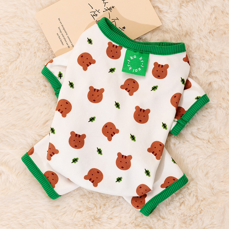 Katoen Kawaii huisdier gestreepte jumpsuit hondenkleding voor kleine honden cartoon patroon hond pyjama chihuahua kitten puppy meisjes hondenshirt: XL / Blauw