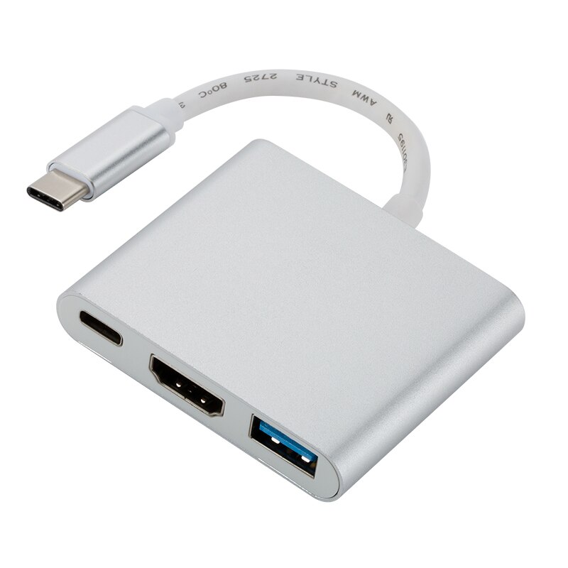 Thunderbolt 3 -sovitin usb-tyypin c-keskitin hdmi-yhteensopiva 4k tuki samsung dex mode usb-c -telakka ja pd macbook pro/airille: 3 in 1 hopea
