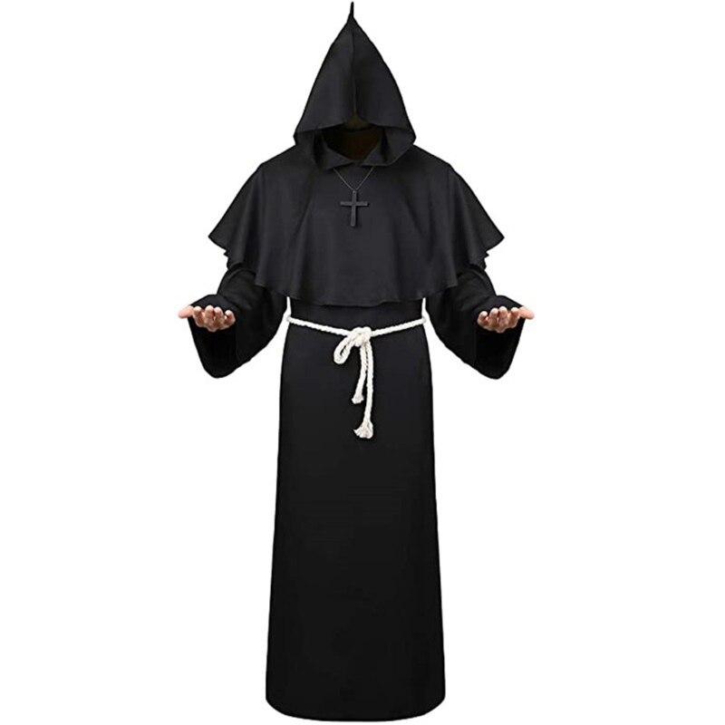 Adult Unisex Vampire Costume Set Reversible Hooded Cape Cloak Halloween: black