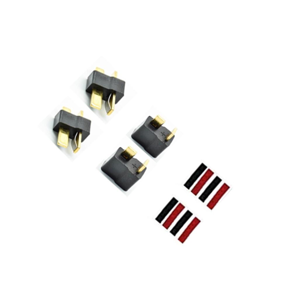 2/5/10 Pairs Rood Zwart Ultra T-Plug Connectors Deans Stijl Mannelijke En Vrouwelijke Met Krimpkous voor Rc Charger Lipo Batterij: 2 pairs(Black)