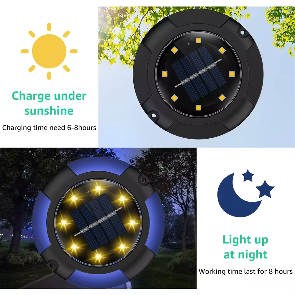 Super jasna lampa gruntowa zasilana energią słoneczną Zewnętrzna lampa patio Wodoodporna trawnik ogrodowy Dekoracyjna lampa schodowa Lampka nocna Szybka dostawa 4-6 dni Przyjazd Darmowa wysyłka