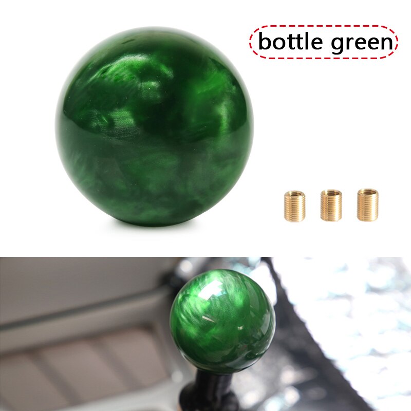 Racing Marmer Stijl Ronde Bal Pookknop Met 3 Adapters Voor De Meeste Auto &#39;S: bottle green