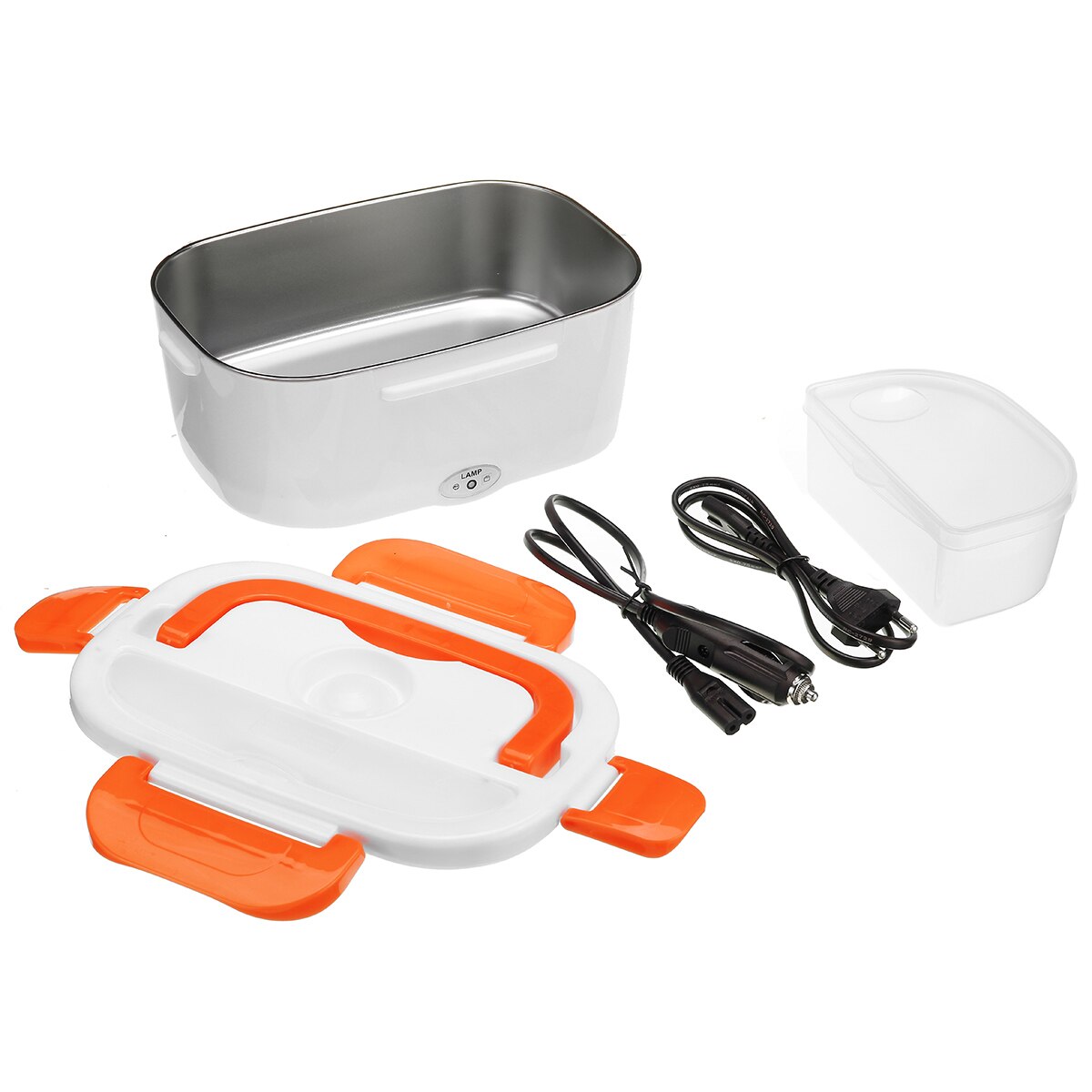 12v 110v/220v elektrische verwarmde lunchbox, draagbaar, 2 in 1 auto bentoboxen, roestvrijstalen elektrische verwarmde voedselcontainer