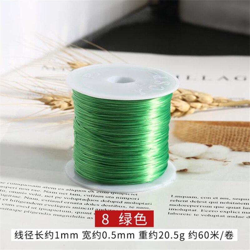 60M/Roll Sterke Elastische Crystal Frezen Cord 1Mm Voor Armbanden Stretch Discussie String Ketting Diy Sieraden Maken cords Lijn: Green
