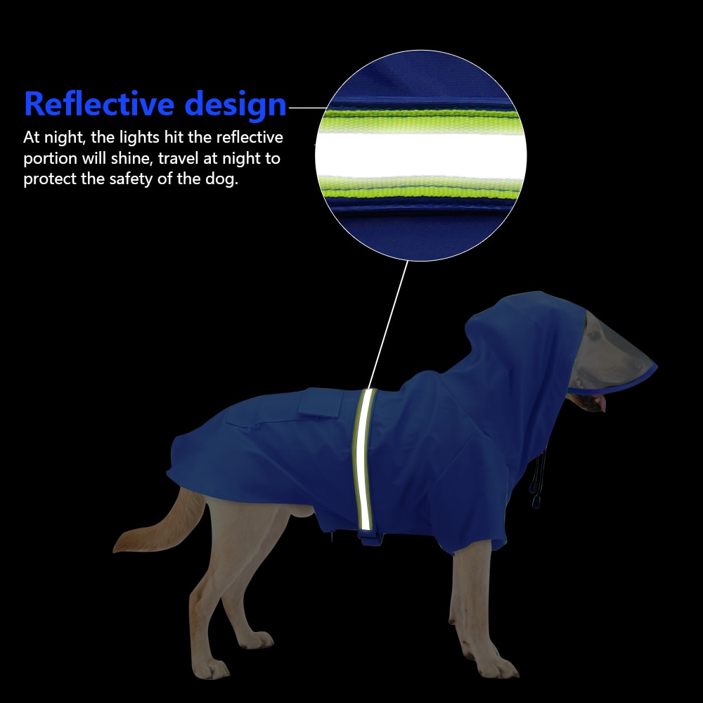 Cão capa de chuva reflexiva à prova doverall água cão geral com capuz roupas cão capa de chuva para médio grande pet golden retriever