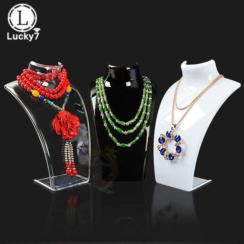 1PC 3 Colors Acrylic Mannequin Necklace Jewelry Display Holder Pendant Earrings Decorate Exhibition Display Stand Shelf