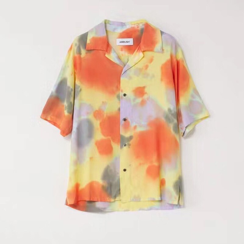 Sommer strand rejser baghold skjorter mænd kvinder slips farvning hip-hop afslappet broderi bløde baghold korte ærmer skjorter: 4 / S