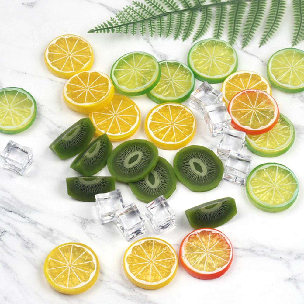 2pcs Photography Props Simulation Fruit Slices &amp; Artificial Ice Cubes for Studio Photo Desktop Shooting Decoration Accessories