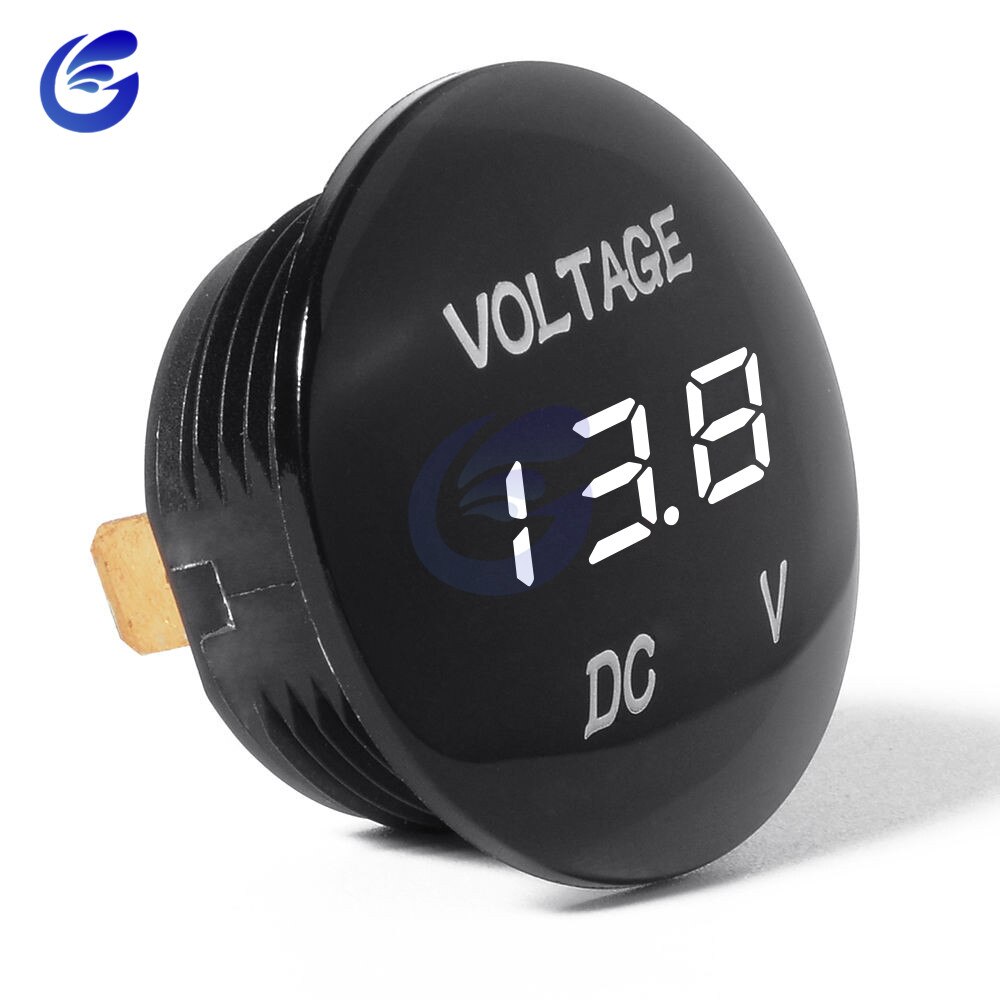 DC 5V-48V Car Motorcycle DC5V-48V LED Panel Digital Volt Voltage Meter Display Voltmeter 12V 24V 36V Waterproof DC5-48V: White
