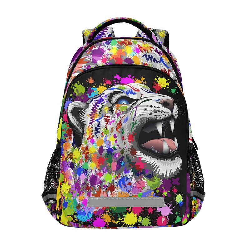 Schulrucksack mit tigerfellmuster für Teenager und jungen, großes fassungsvermöGen, reflektierender streifen, Laptop-Rucksack, mochila: 04