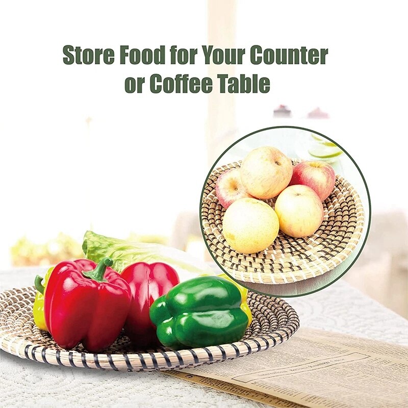 Round Wall Decor Set of 3 Straw Woven Wall Decor Hanging Baskets Perfect for Wall Basket Stylishly Woven Wall Decor