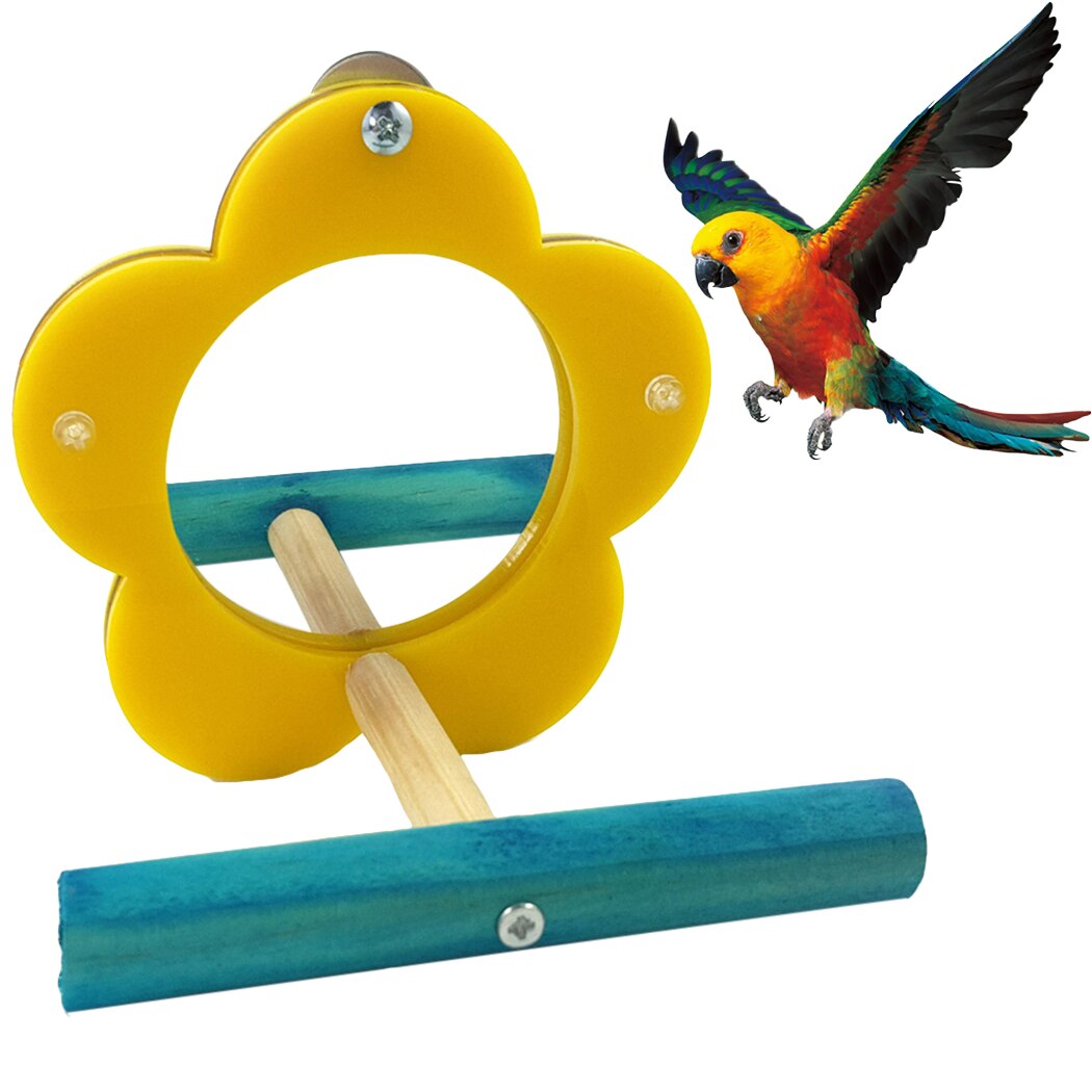 Bird Mirror Flower Shape Acrylic Parrot Mirror Toy Bird Cage Toy Flower Shape