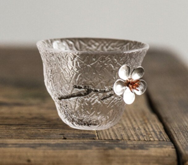 Grande théière japonaise en verre avec poignée, résistante à la chaleur, tasse à thé créative en verre de prunier 3D, motif marteau Transparent, Chahai: Cup