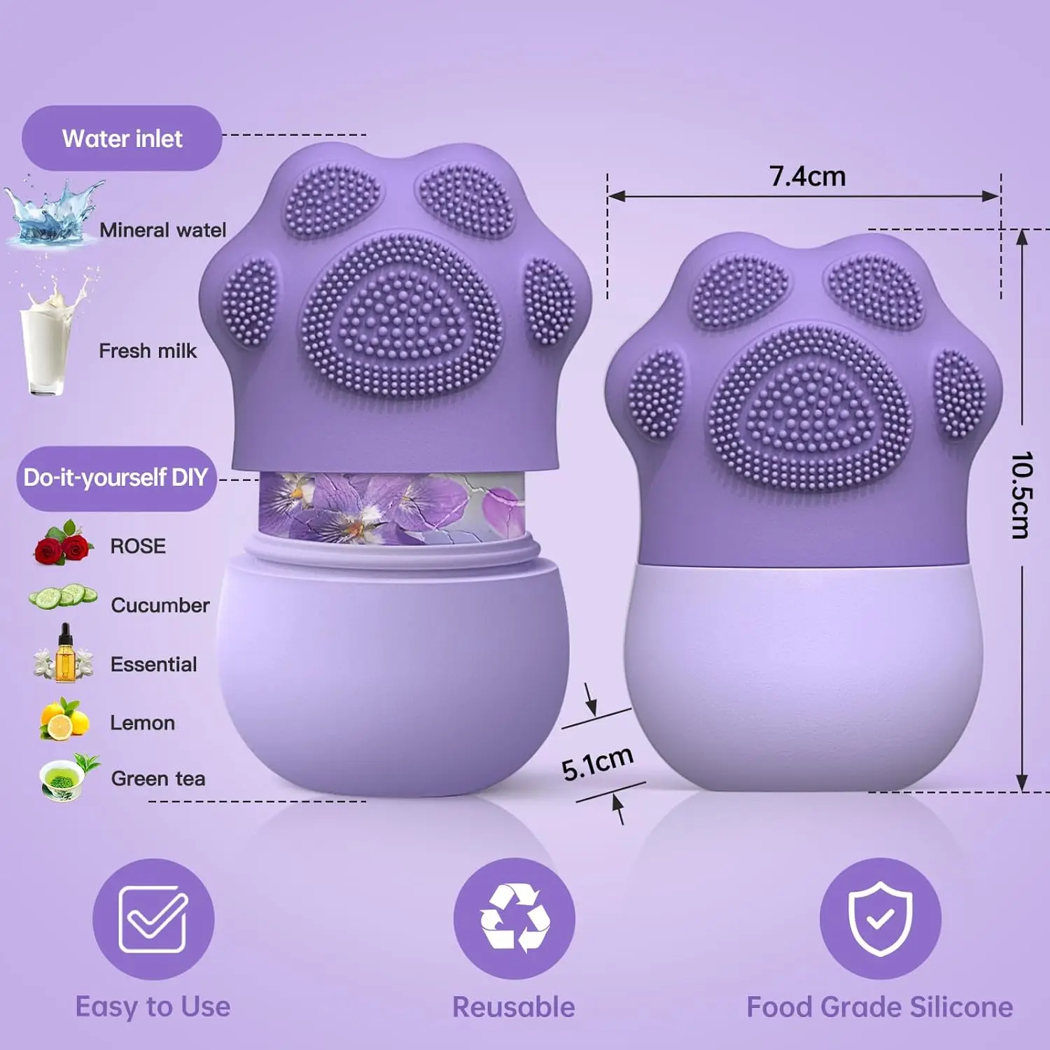 Rolo de gelo facial para cuidados com a pele - reduz o inchaço dos olhos e massagem facial - Ferramenta de beleza de silicone para mulheres
