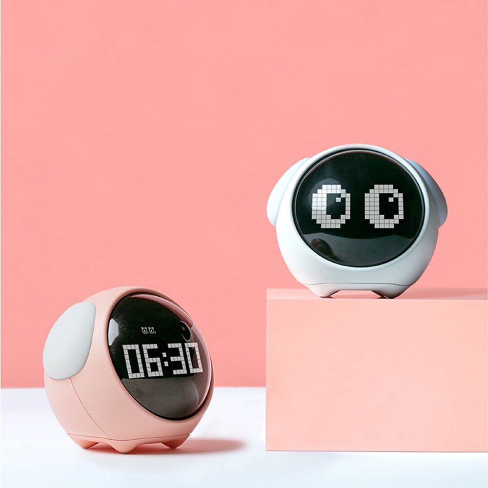 Cute Children's Alarm Clock Expression Alarm Clock With Night Light Sound Control Snooze Multifunctional Bedside Clock