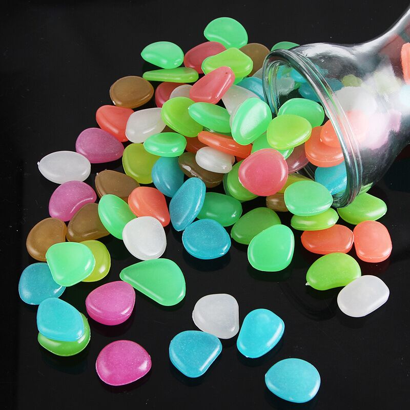 100pcs Glow in The Dark Pebbles Glow Stones Rocks Luminous Pebble for Outdoor Decor Garden Lawn Yard Aquarium Walkway Fish Tank