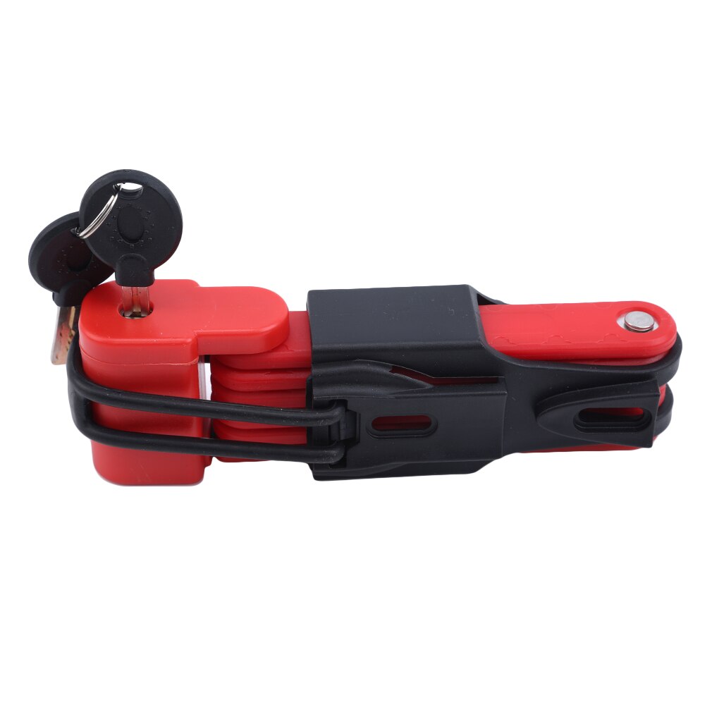 Universal Folding Bicycle Lock Steel Bike Lock Security Cable Lock Anti-Theft Combination Riding Tool for Mountain Bike: red