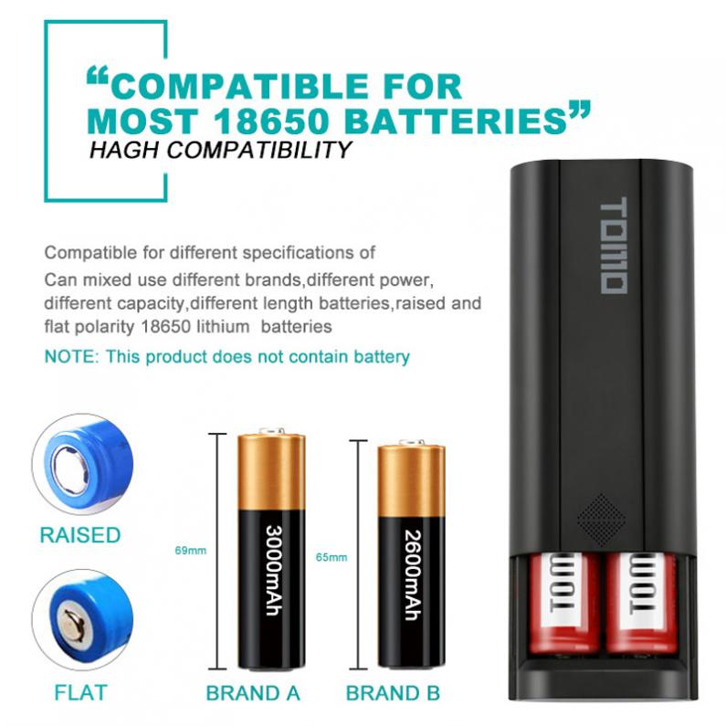 TOMO P2 USB Li-ion Intelligent Battery Charger DIY Mobile Power Bank Case Support Dual 18650 Batteries and Outputs for Phone