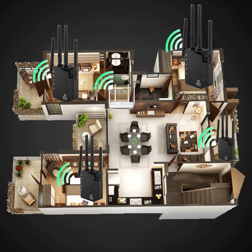 Draadloze wifi-repeater handig praktisch gebruiksvriendelijk 1200 mbps signaalversterker 4 antenne wifi-bereikvergroter