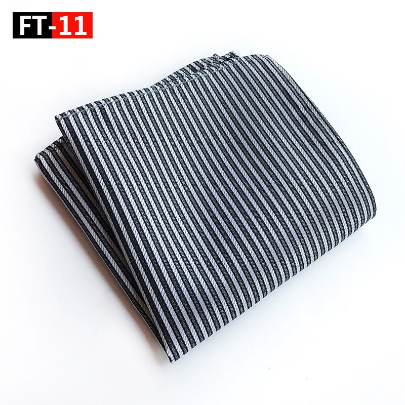 Mouchoir de poche bleu gris jaune #39 pour homme, mouchoir imprimé à rayures, mouchoir en soie et polyester, pochette de travail, serviette de poitrine 25*25cm: Ft 11