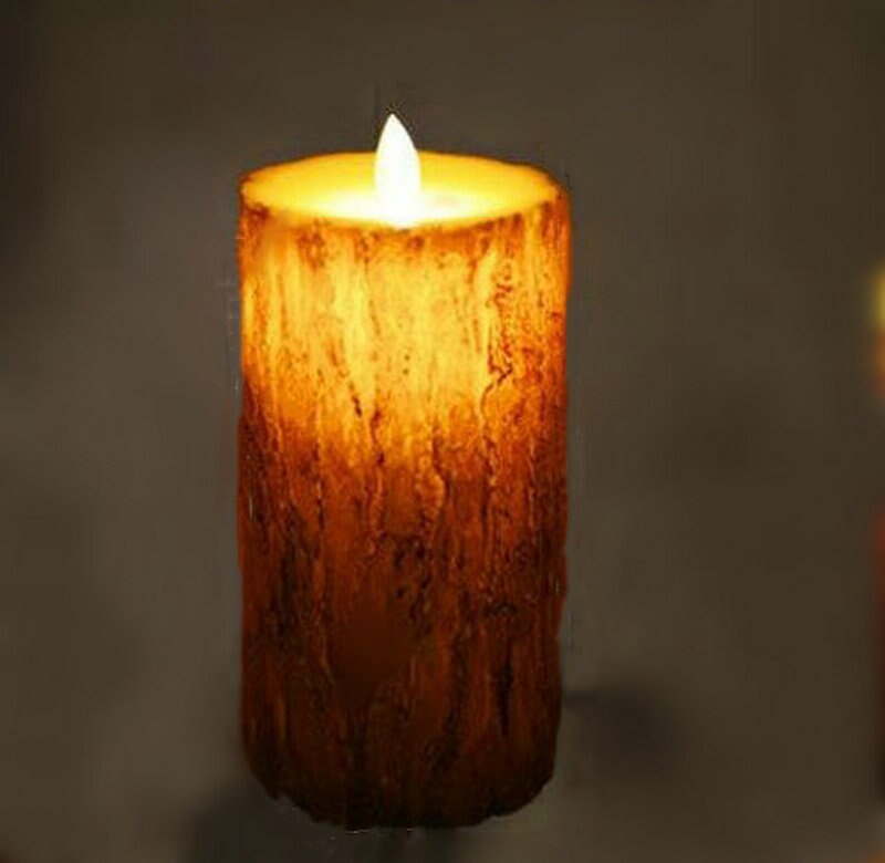 Battery operated Dancing Moving wick LED Pine tree Candle Paraffin Wax Pillar Swinging Flame Wedding f/Home Party Club-15cm(H)