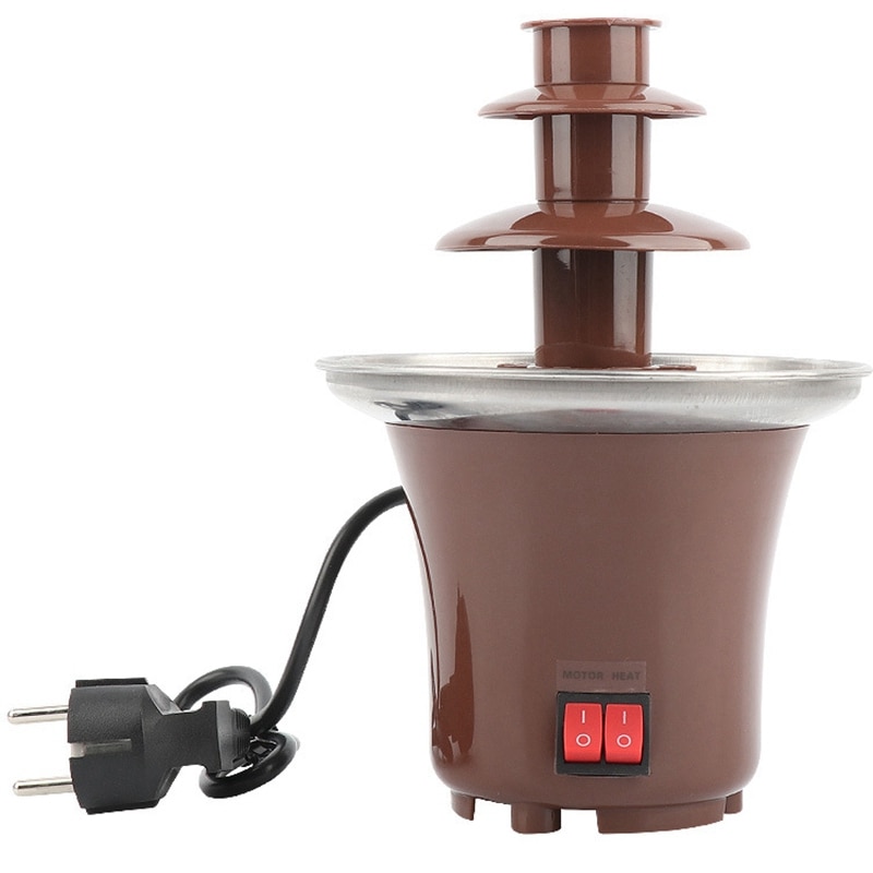 Mini chokolade springvand tre lag chokoladesmelte med varme fondue maskine diy smelte vandfald gryde meltin