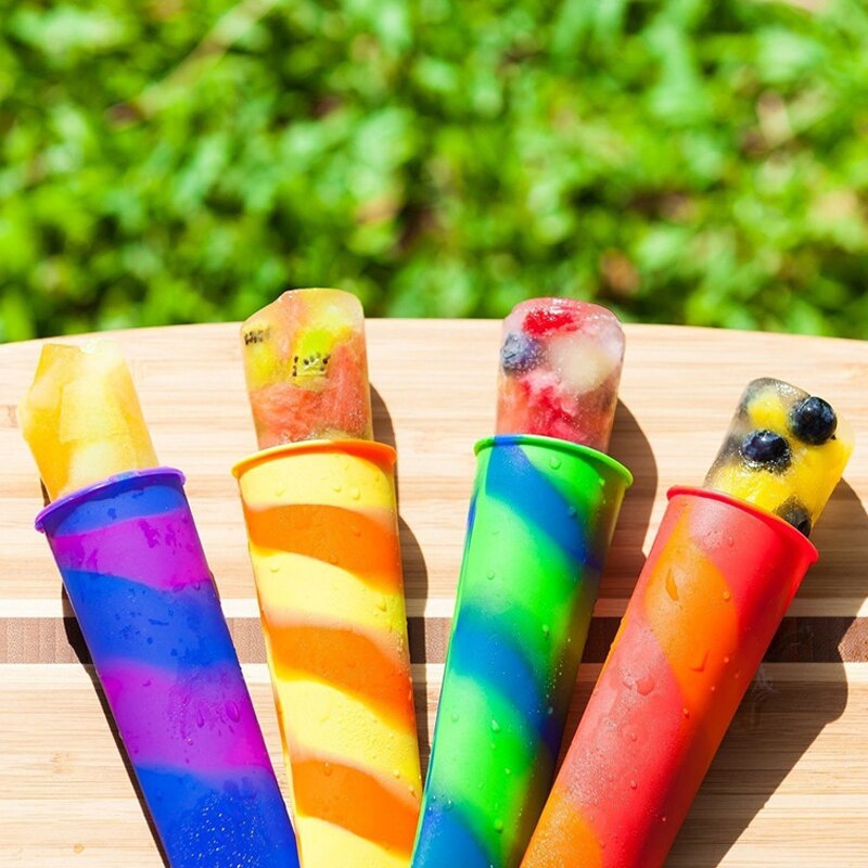 1 sztuk formy silikonowe rurki lodu z pokrywkami dla Makng kolorowe lody jogurt Popsicle lato picia DIY akcesoria kuchenne