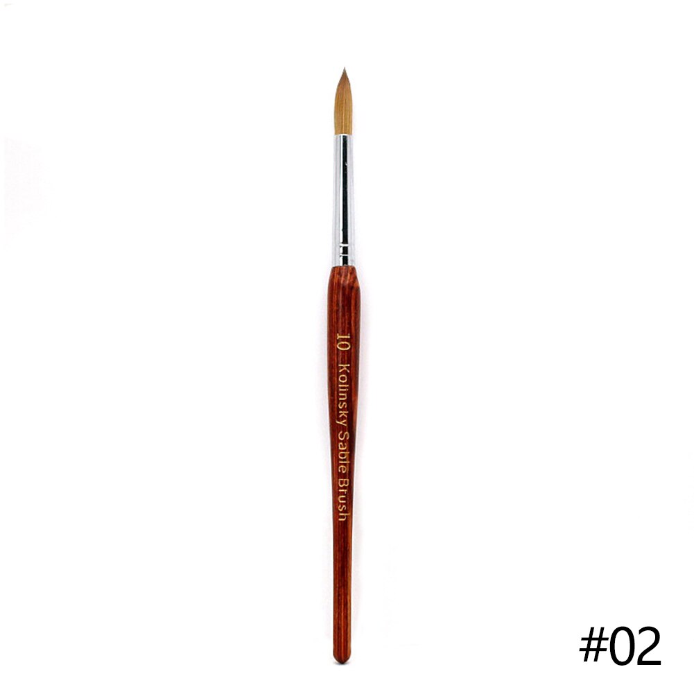 Pincel redondo plano Kolinsky para uñas, brocha de Gel para manicura, con mango de madera: Verde claro