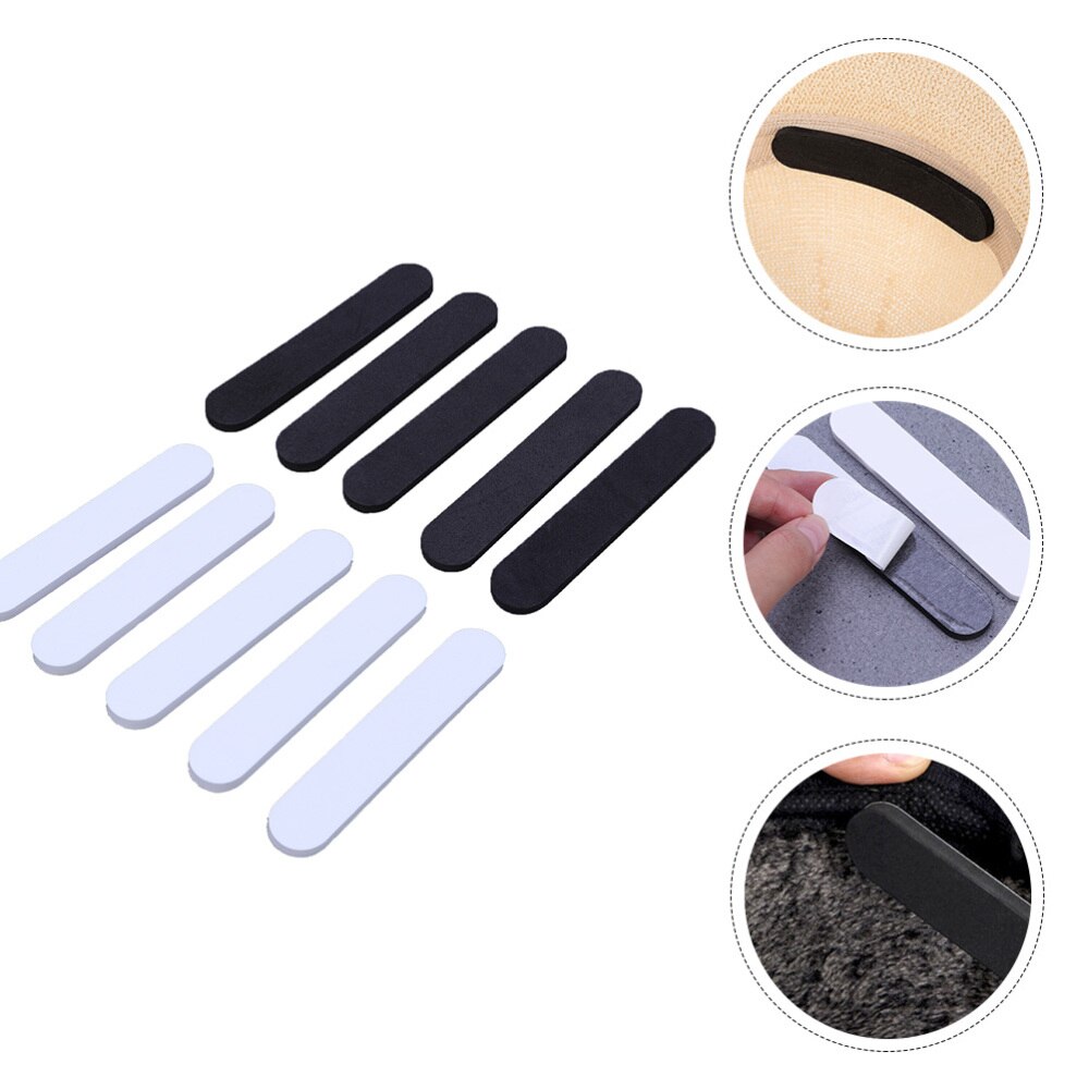 10pcs riduttore di dimensioni del cappello EVA Cap Size riduttore nastro fascia per il sudore cappelli Cap Saver cappello taglia adesivo nero: Assorted Color