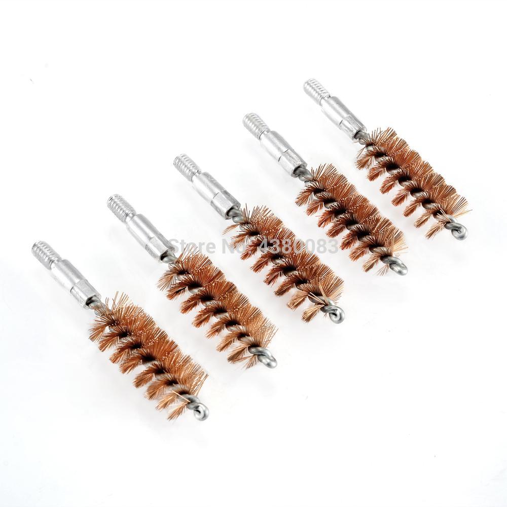 5 Pcs Bronze Bristle Bore Cleaning Short Brush .45 Cal 8x32 Thread with 50 Patches - JWSZ20ZH1