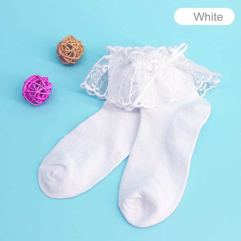 Calcetines tobilleros con volantes y encaje para niñas, blancos y princesas, estilo coreano, 5 pares