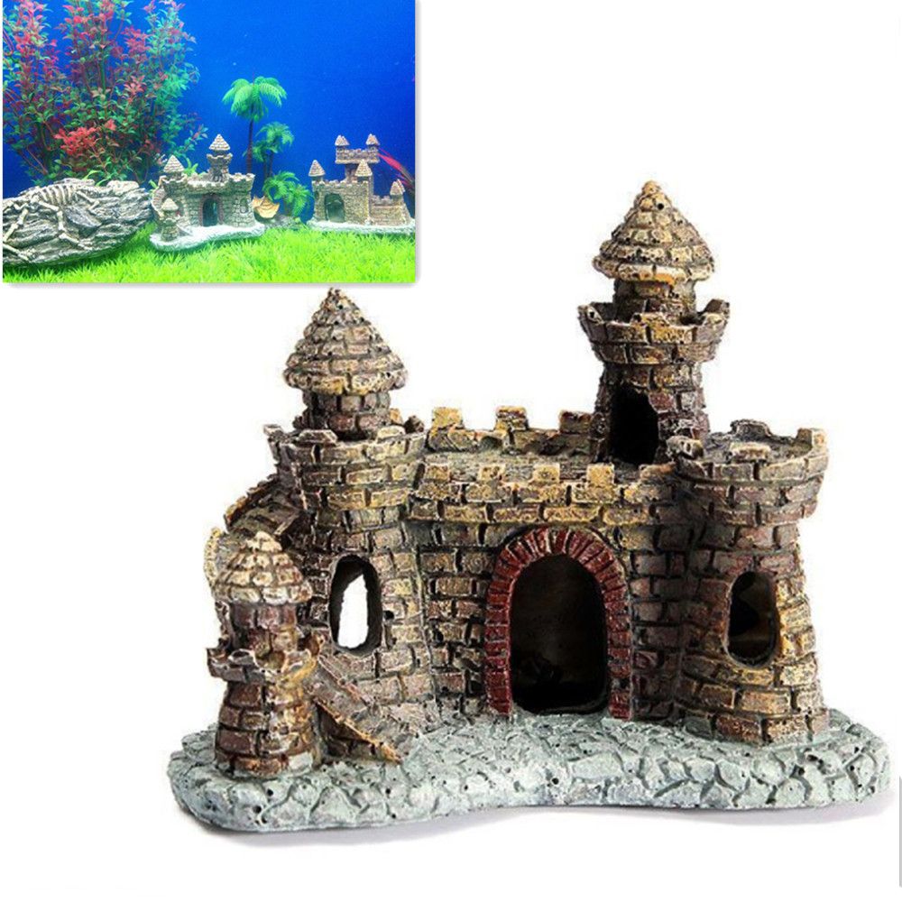 1pc akvariefisk akvarium kunstig harpiks bjergudsigt sten tønde slot ornament hule akvarium dekoration akvarium tilbehør