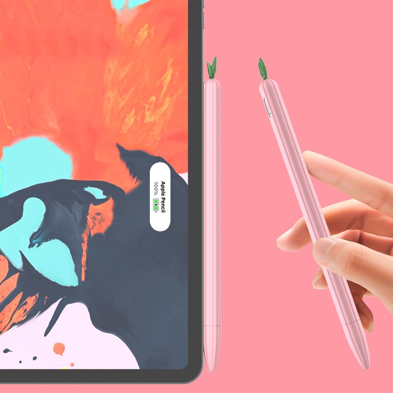 Voor apple pencil 2 hoesje schattige fruit cartoon pencil 2th hoesje tablet touch stylus pen beschermhoes etui draagbare siliconen hoes