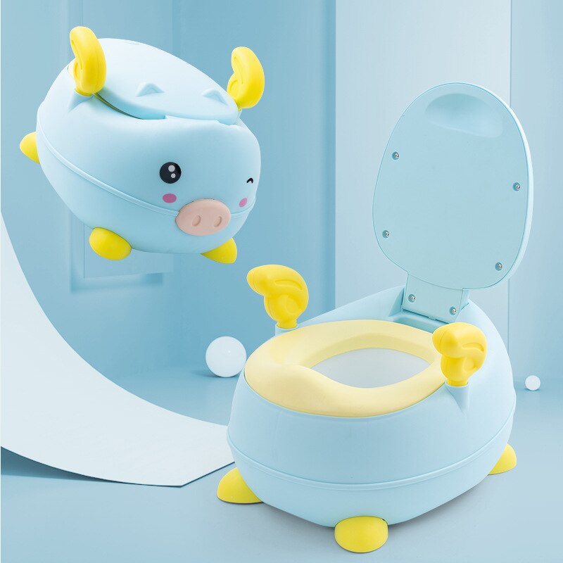 Sød gris børns gryde blød baby potte plast vej gryde spædbarn potte træning baby toilet sikker børn potte træner sæde stol: Blå pu blød pude