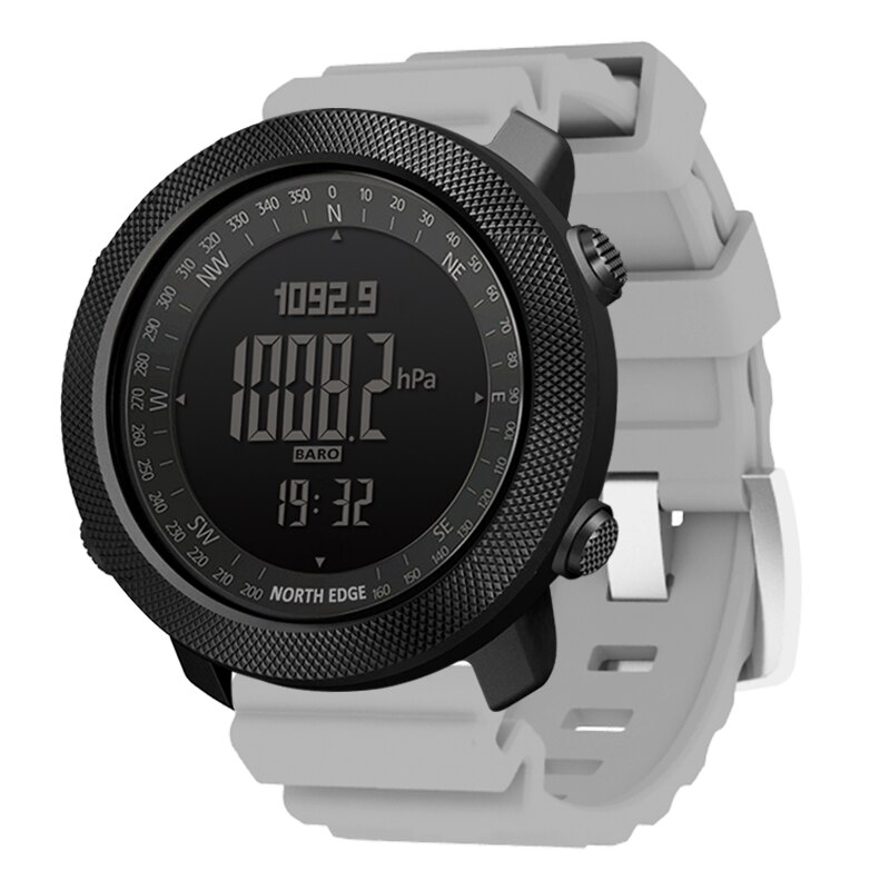 Noord Rand Mannen Sport Horloges Hoogtemeter Barometer Kompas Thermometer Stappenteller Wereldtijd Horloges Digitale Running Wandelen Horloges: APACHE Rubber Grey