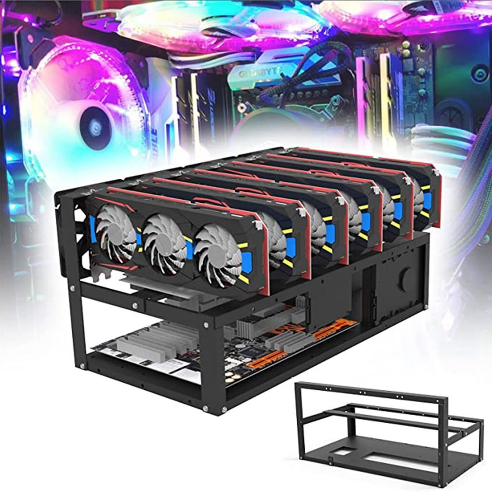 Étagère de minage Ethereum ouverte 6GPU, facile à installer, accessoires outils, cadre de Structure robuste, vernis de cuisson artisanat