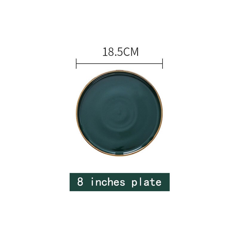 Luksus keramik køkkengrej skål tallerken middagssæt smaragdgrøn phnom penh suppeskål vestlig tallerken sæt runde ovale plader: 8 tommer plade