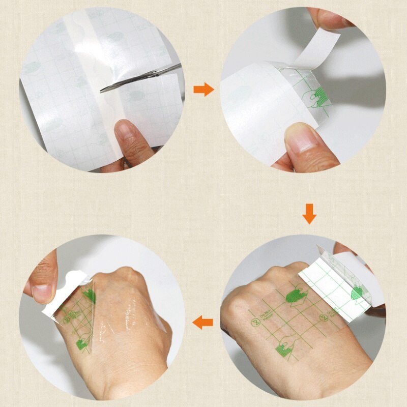 5 Cm X 10 M Pu Transparante Film Roll Waterdichte Lijm Wondverband Ehbo Fixatie Tape Bandagefz