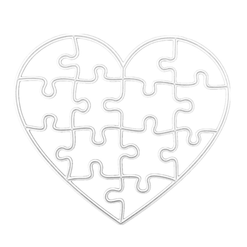 Puzzle de la saint-valentin, matrices de découpe en métal, pochoir, bricolage, Scrapbooking, Album, carte de timbre en papier, gaufrage, décor artisanal 95AA