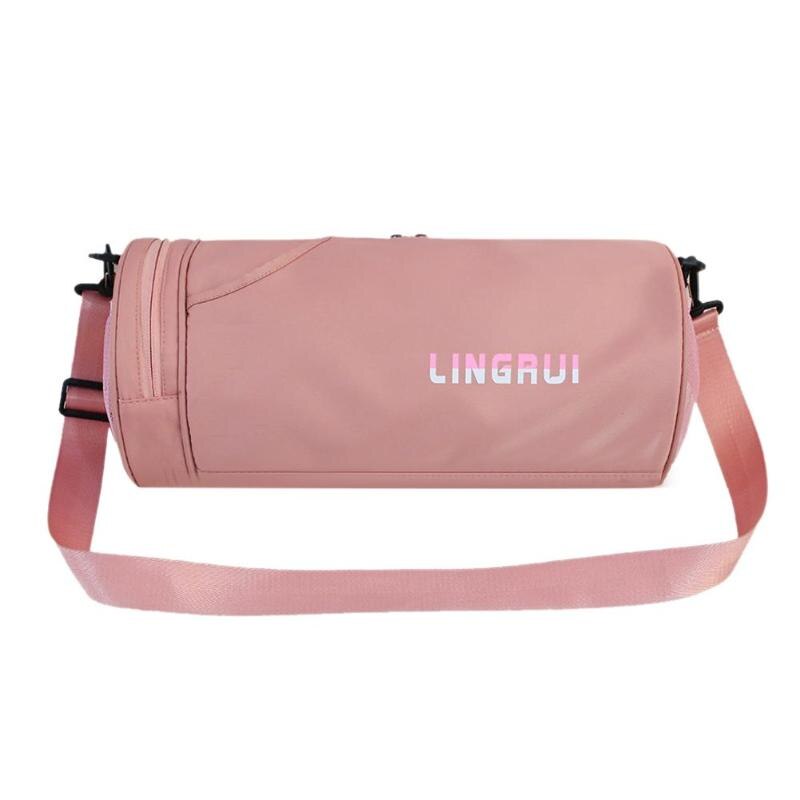 Nylon Women Men Travel Sports Gym Shoulder Bag Large Waterproof Nylon Handbags Black Pink Color Outdoor Sport Bags: 01 Pink