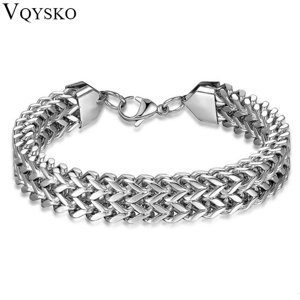 Jewelry Metal Stainless Steel Biker Men's Motorcycle Chain Punk Rock Male Bracelet Silver Color For Men's